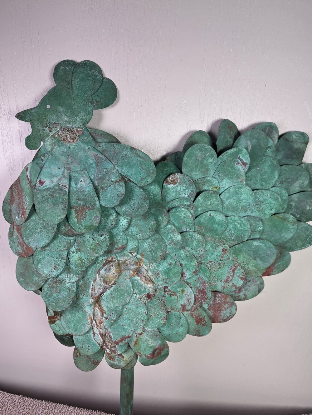 Decorative Green Patina Metal Rooster Yard Or Wall Art - Picture 12 of 13